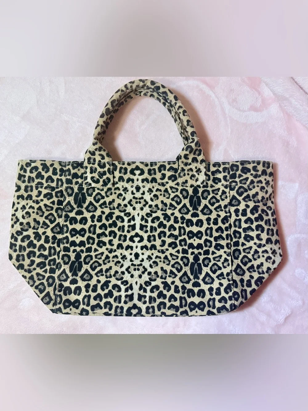 Ganni Leopard Print Canvas Tote in Beige and Black